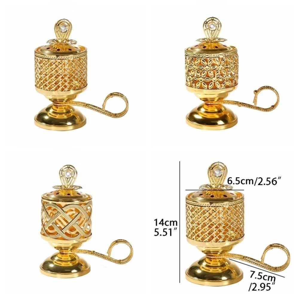 Arabic Handheld Metal Incense Burner Gold Aromatherapy Stove Incense Burner Nixie
