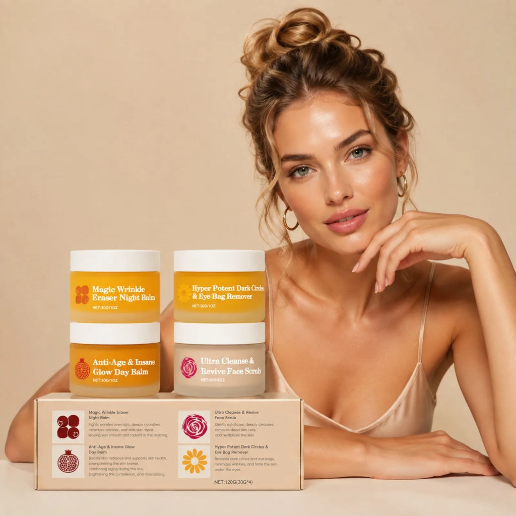 OceAura 4-in-1 Facial Skincare Set – Day, Night, Eye & Scrub Facial Skincare Set Nixie