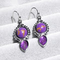 Vintage Crystal Drop Earrings Purple Turquoise Geometric Crystal Drop Earrings Nixie PURPLE