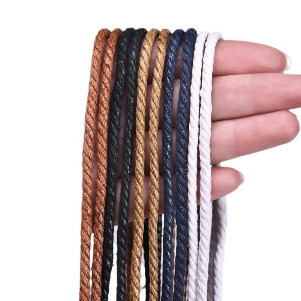 Waxed Leather Round Shoelaces – Waterproof Boot Laces, 7 Colors