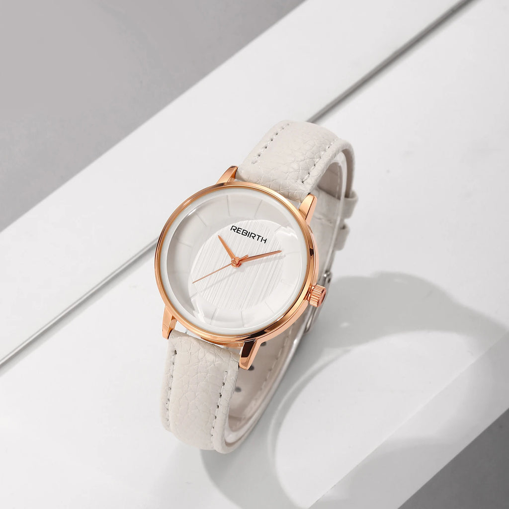 REBIRTH Square Quartz Watch – Unisex Minimalist Leather Band Quartz Wristwatch Nixie