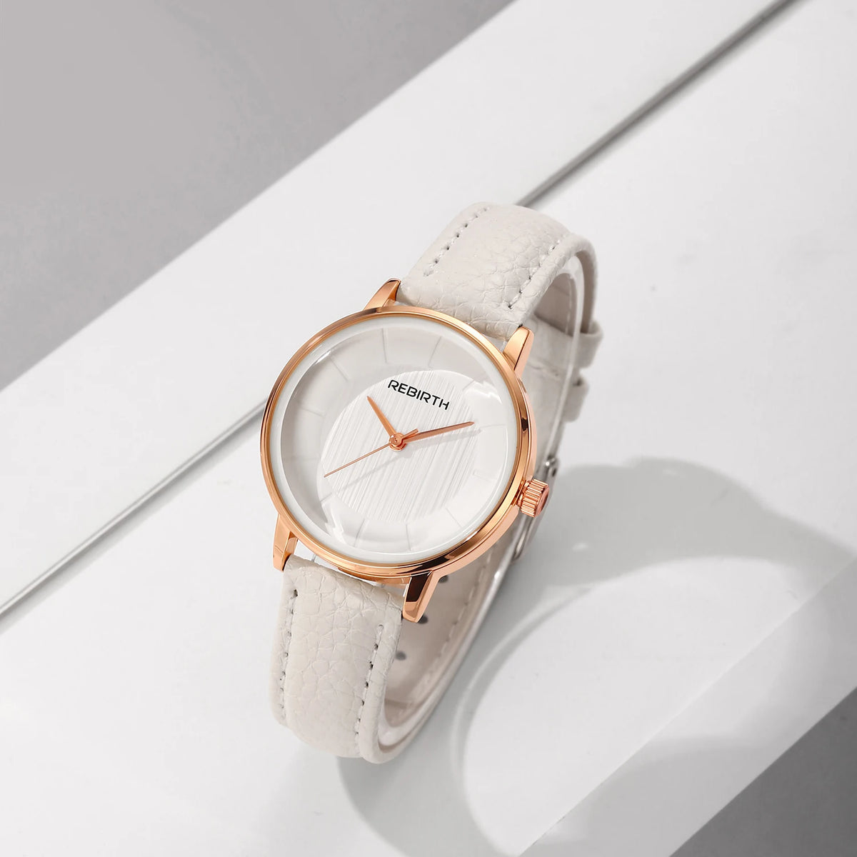 REBIRTH Square Quartz Watch – Unisex Minimalist Leather Band Quartz Wristwatch Nixie