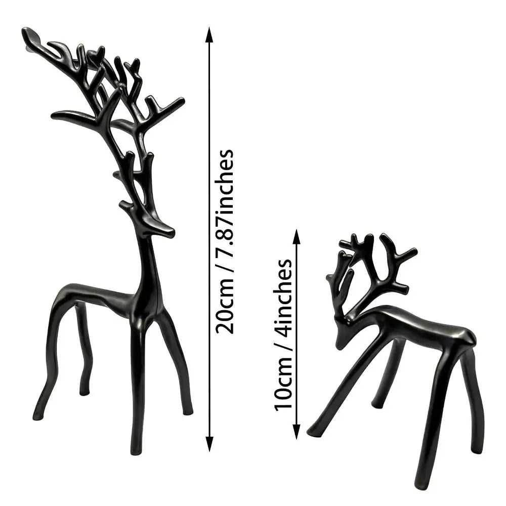 Black Reindeer Christmas Tabletop Sculpture | Modern Deer Ornament Christmas Tabletop Sculpture Nixie