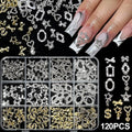 120pcs 3D Gold Bow Butterfly Metal Nail Charms | Nail Art Jewelry Nail Art Charms Nixie 1box-2