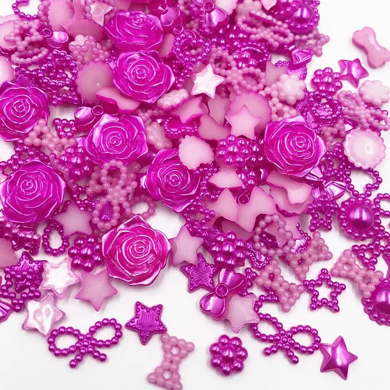 100PCS Plastic Floral DIY Hair Accessories Headwear Beads 6-20mm Hair Accessory Kit Nixie rose red 100pcs