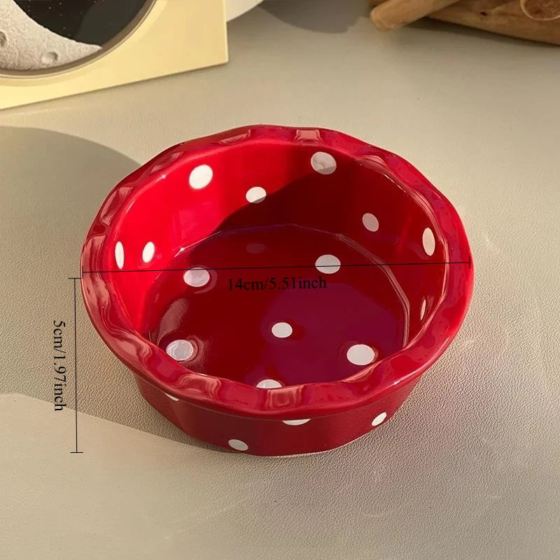 Ceramic Breakfast Bowl Polka Dot Lace – Yogurt & Cereal Bowl Ceramic Dining Bowl Nixie