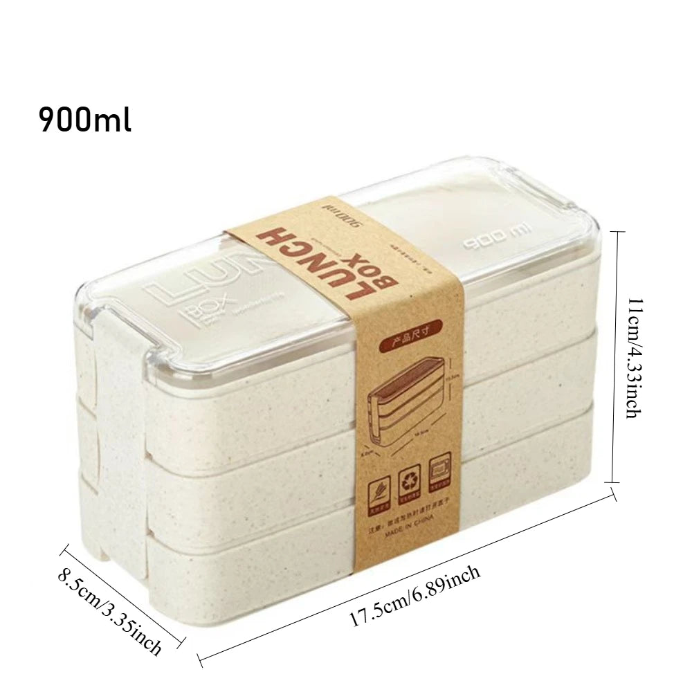3-Layer Stackable Bento Lunch Box 900ML | Fork & Spoon