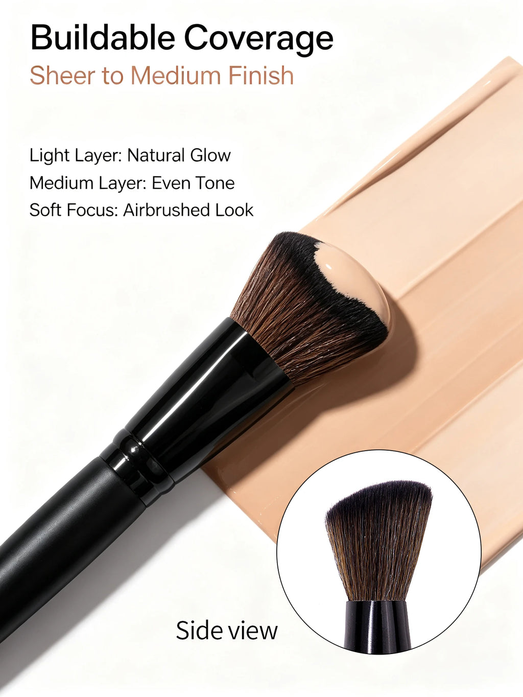 Angled Foundation Brush – Synthetic Bristles, Multi-Use Face Makeup Brush Nixie
