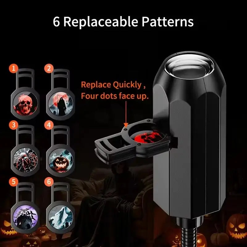 LED Halloween Projection Lamp – 6 Patterns, USB Powered LED Projection Lamp Nixie