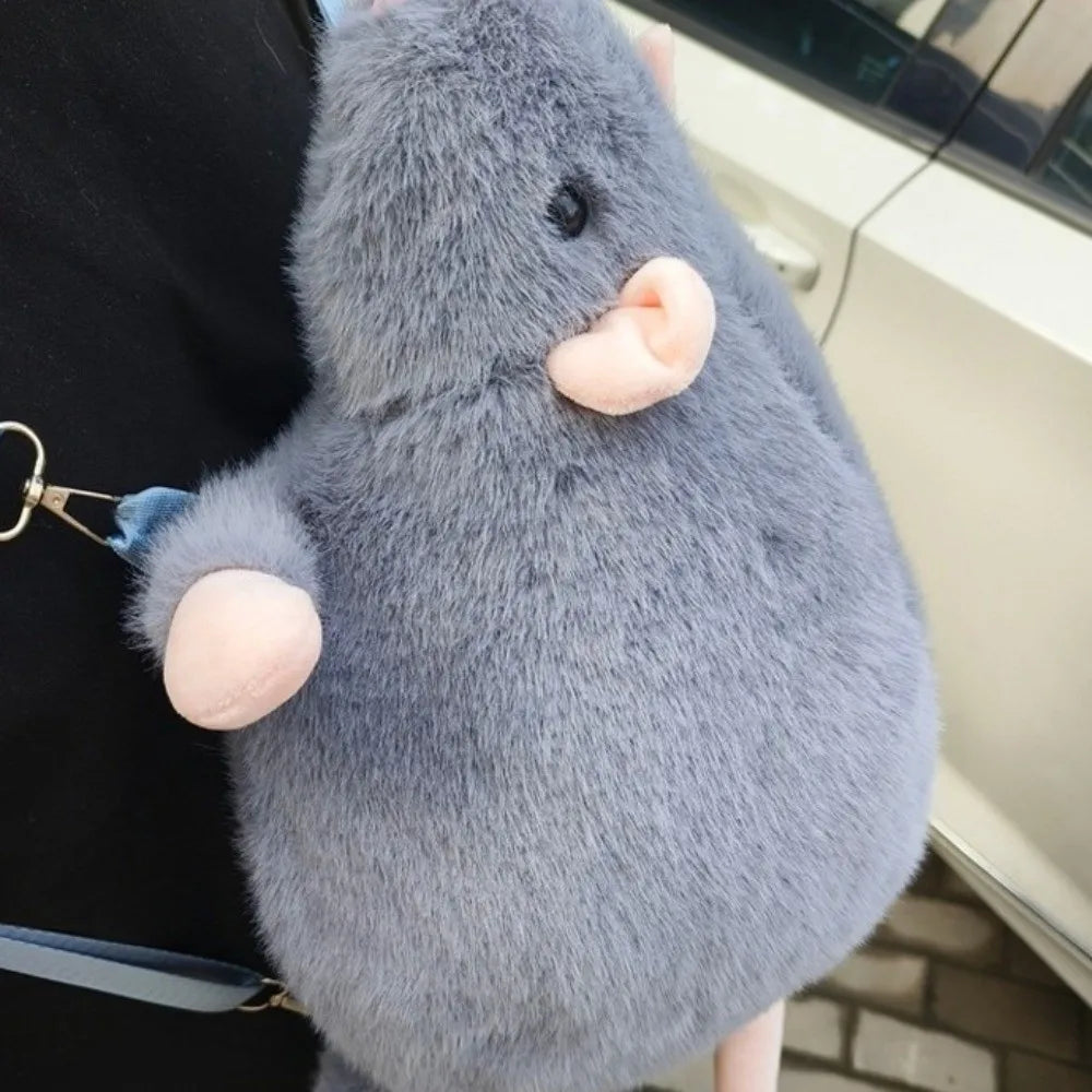 Cartoon Mouse Plush Backpack – Cute Stuffed Rat Doll Bag