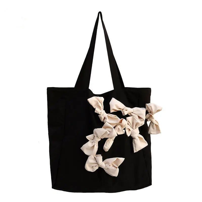 Large Bowknot Bucket Handbag for Women – Casual Travel Bag Women's Handbag Nixie Off-white Floral
