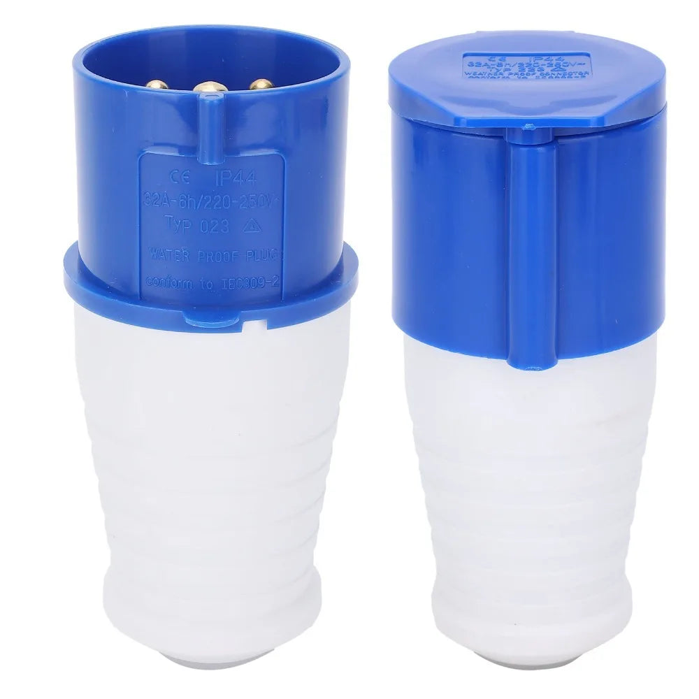 32A IP44 Industrial Plug & Connector Set 3-Pin 220-250V 2-Pack Industrial Plug Connector Nixie Brown