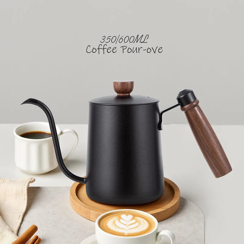 304 Stainless Steel Gooseneck Pour-Over Coffee Kettle | Wooden Handle Pour-Over Coffee Kettle Nixie