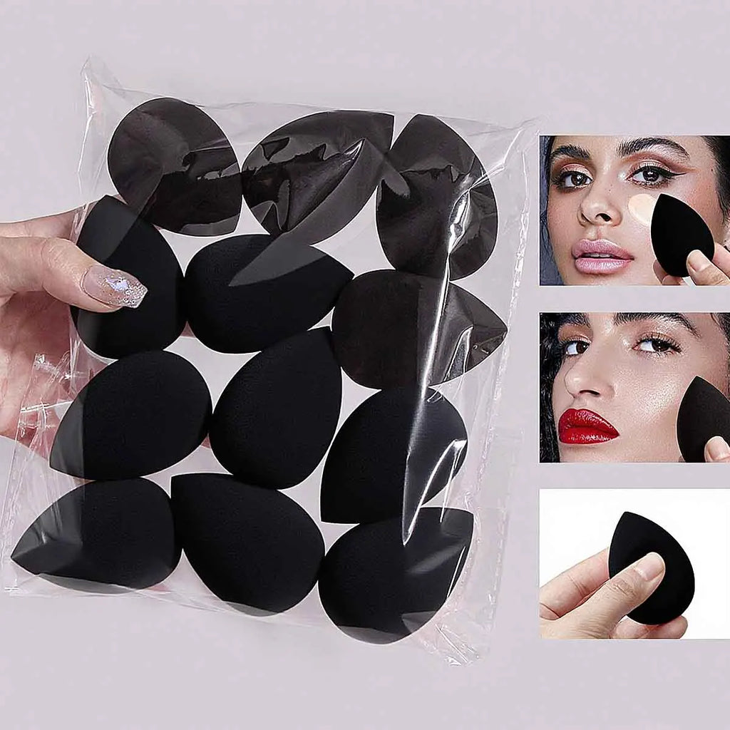 12-Piece Black Beauty Egg Makeup Sponge Set – Dry & Wet Makeup Sponge Set Nixie