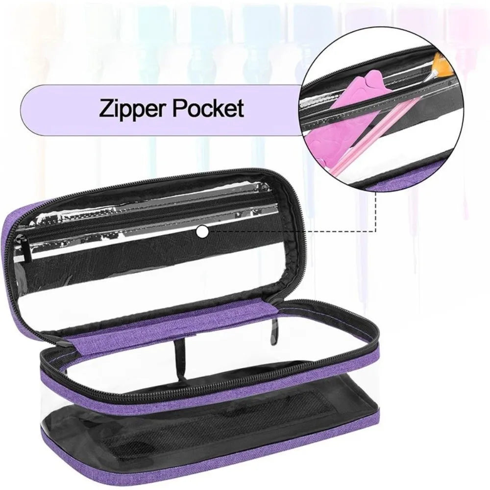 Clear PVC Nail Polish Organizer Bag – Holds 12 Bottles