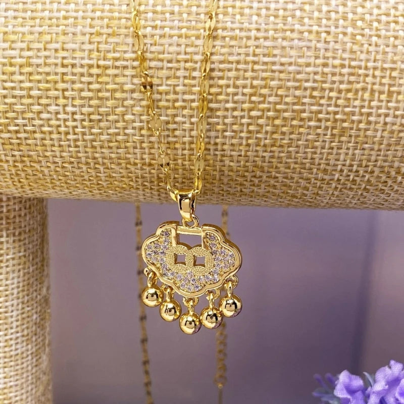 Lucky Longevity Copper & Zircon Pendant Necklace for Women Pendant Necklace Nixie