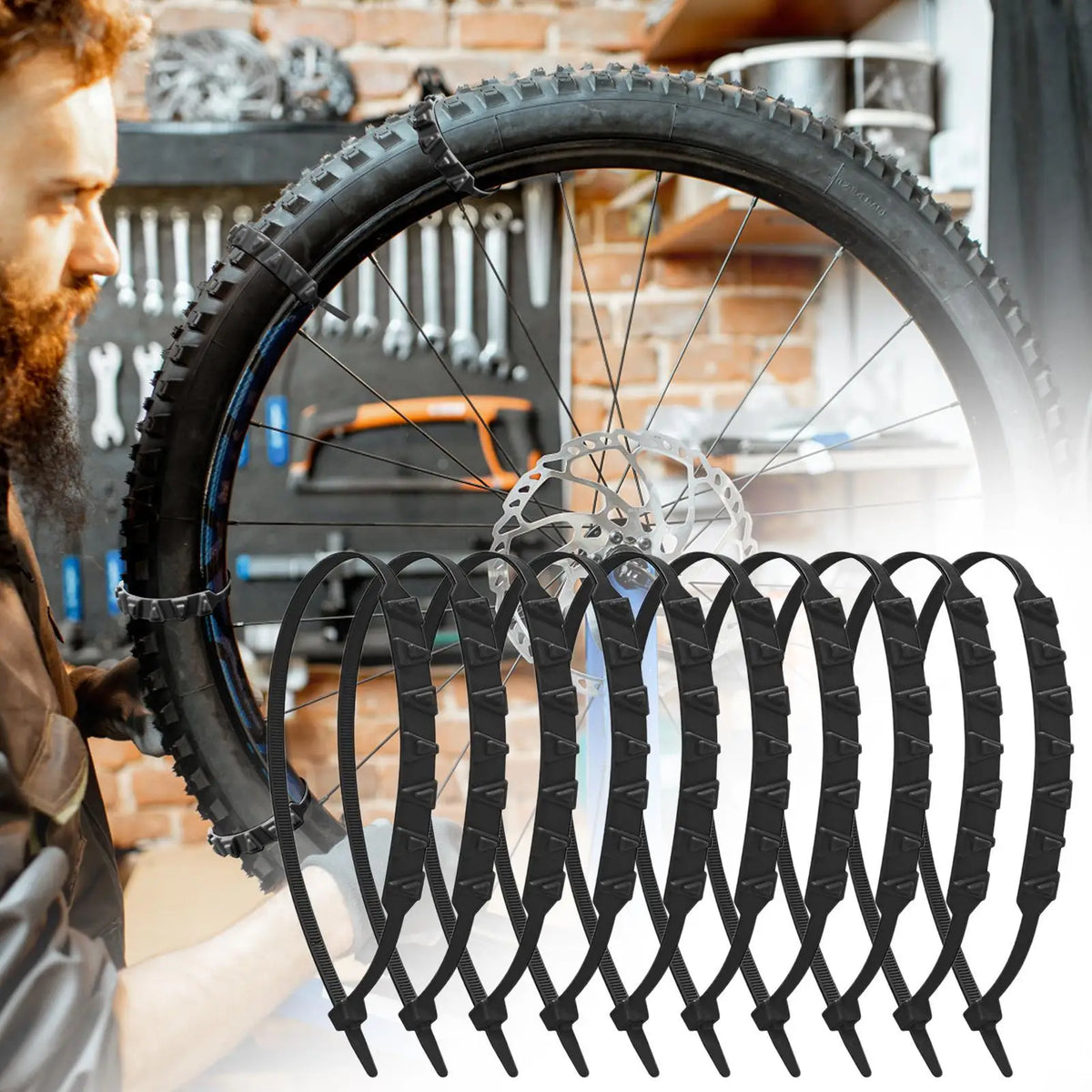 10-Pack Motorcycle Anti-Slip Snow Tire Straps – Reusable Motorcycle Snow Chains Nixie Default Title