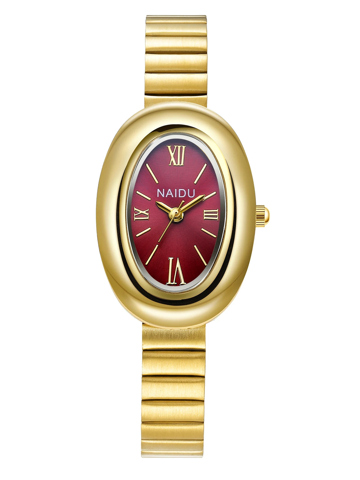 Naidu Oval Quartz Watch – Light Luxury Roman Numeral Style Quartz Wristwatch Nixie Red