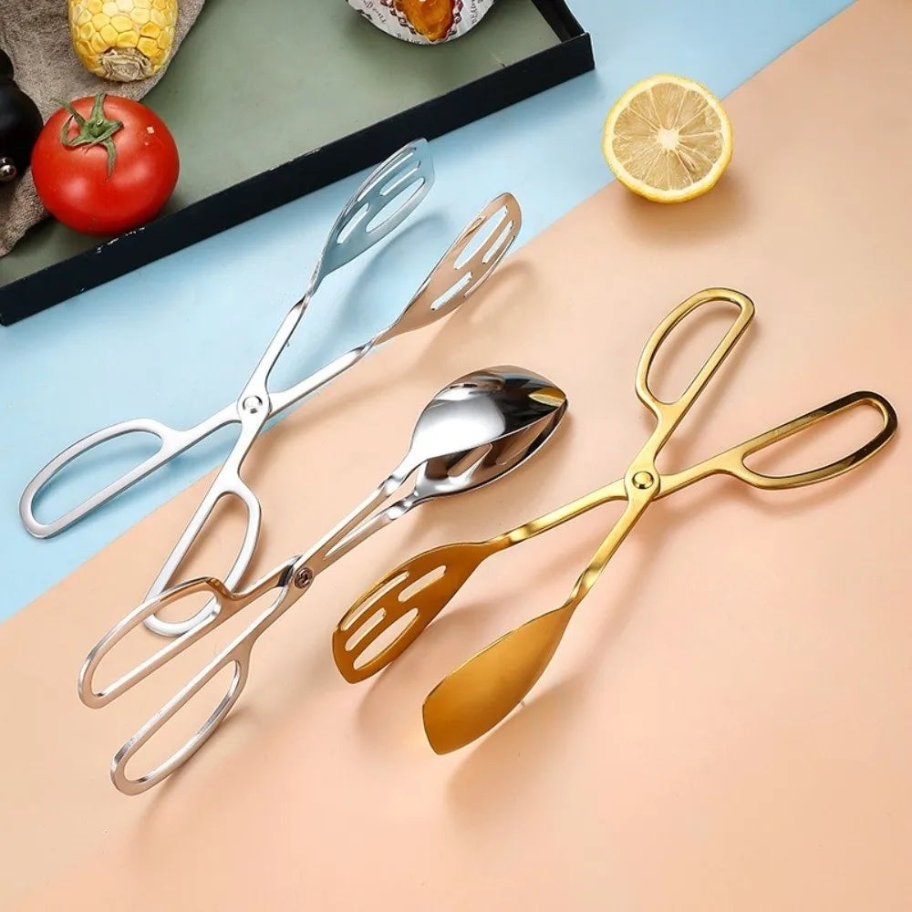 Stainless Steel Scissor Salad Tongs – Heat-Resistant Serving Kitchen Serving Tongs Nixie