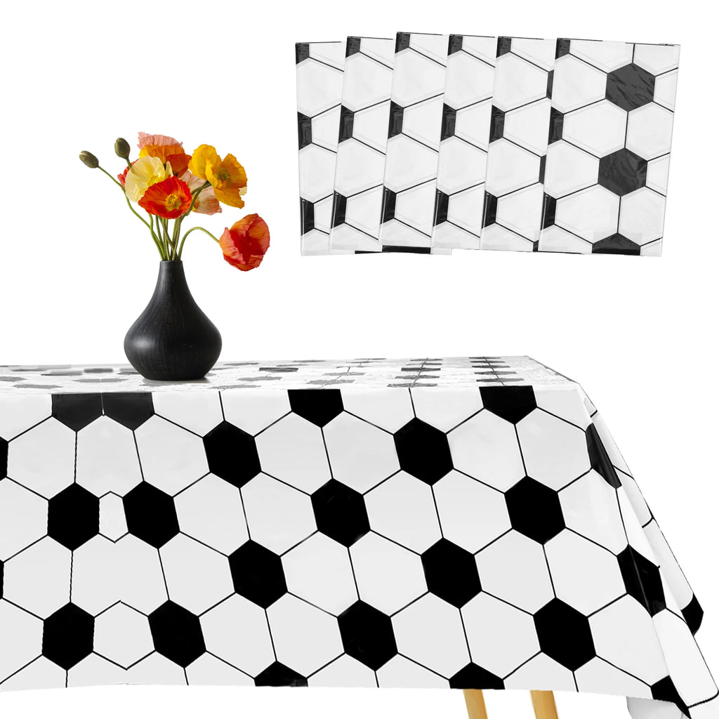 6Pcs Soccer Party Tablecloths – Waterproof Rectangle Covers Party Tablecloth Set Nixie