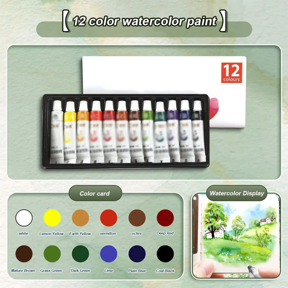 Travel Watercolor Palette Set – Portable Wooden 8/15 Grid Kit Watercolor Paint Set Nixie