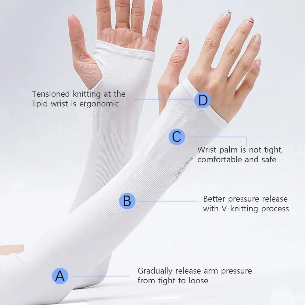 2-Pair UV Protection Ice Silk Arm Sleeves – Fingerless, Cooling UV Arm Sleeves Nixie
