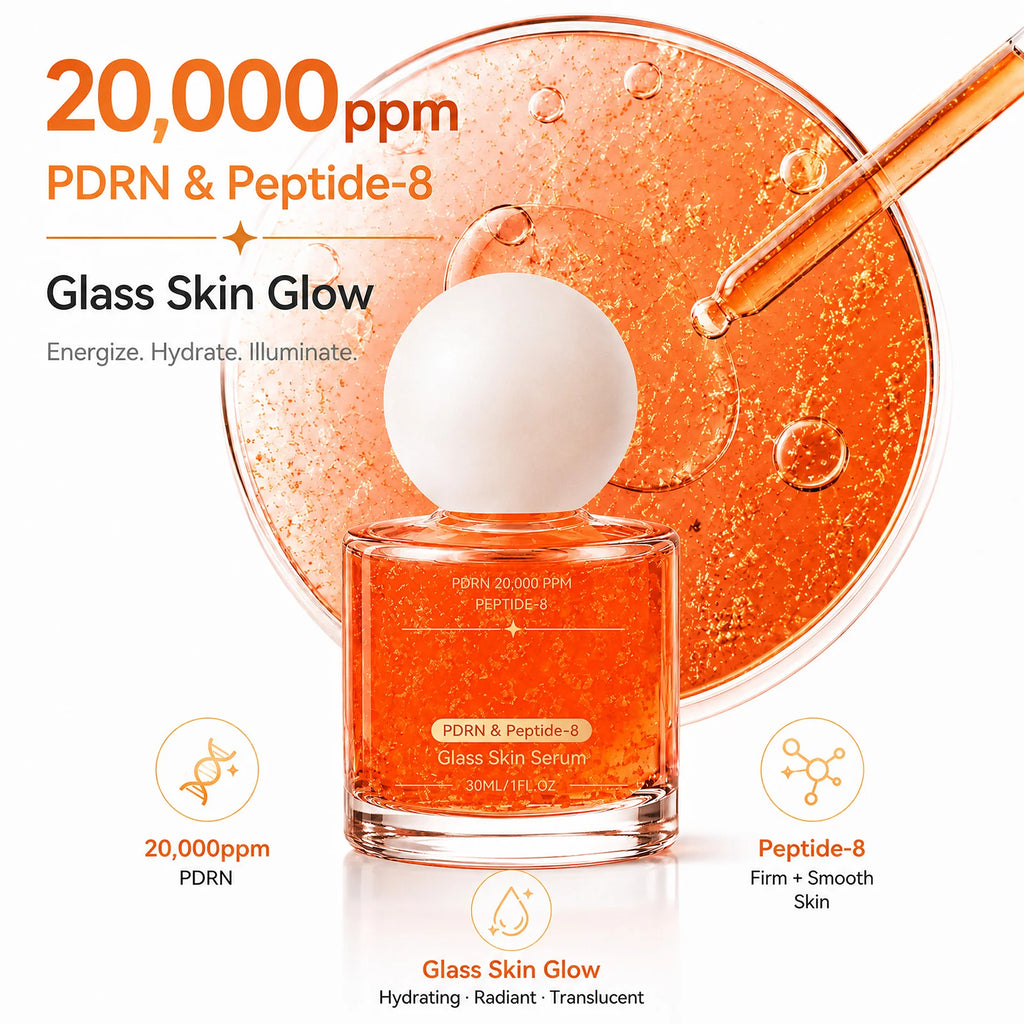 PDRN & Peptide-8 Glass Skin Serum | Shimmer Facial Essence Facial Serum Nixie