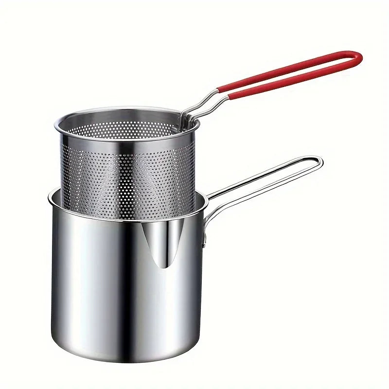Mini Deep Fryer Pot with Basket – 304 Stainless Steel Deep Fryer Pot Nixie Set A