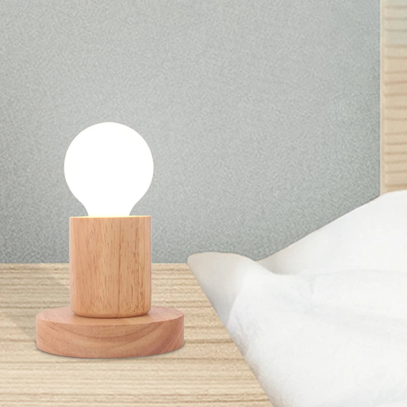Retro Wooden Table Lamp E27 Vintage Desk Lamp Base 220V Wooden Table Lamp Nixie