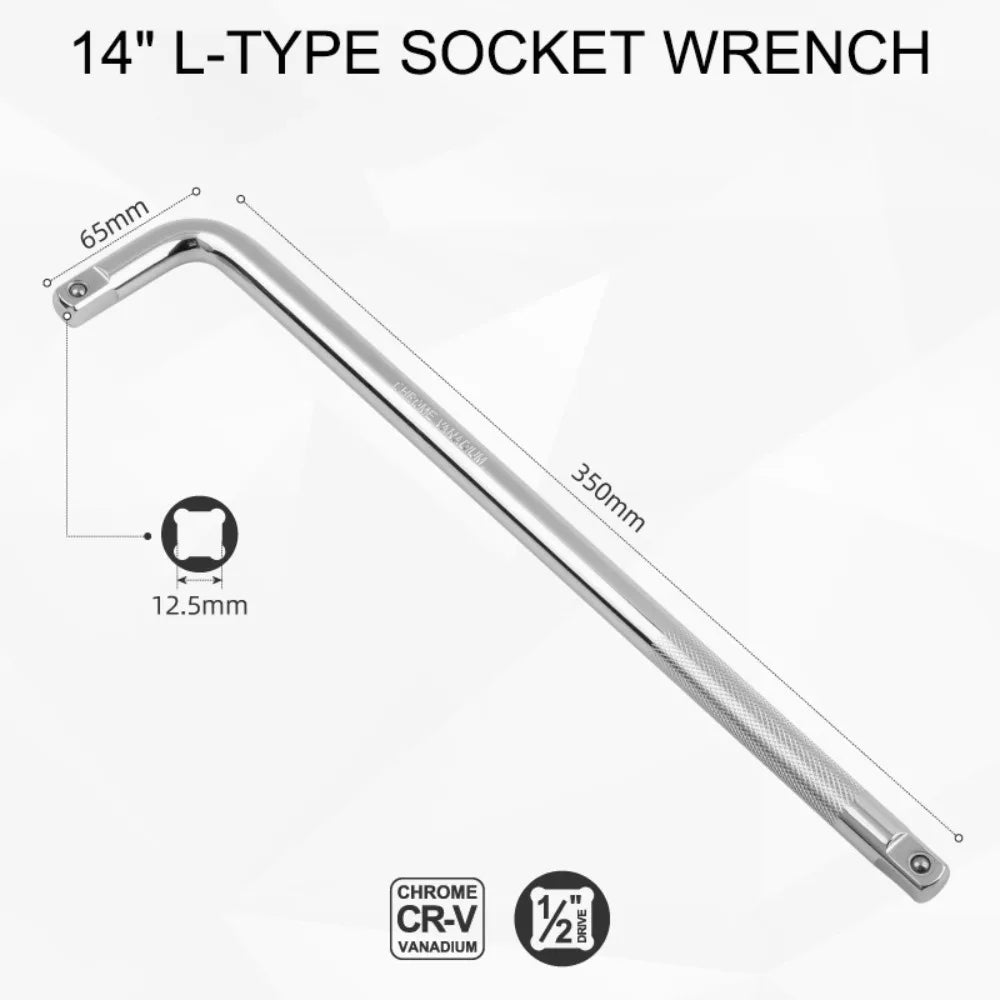 1/2" Drive L-Shape Socket Extension Bar 200–350mm CR-V Steel Socket Extension Bar Nixie 14inch