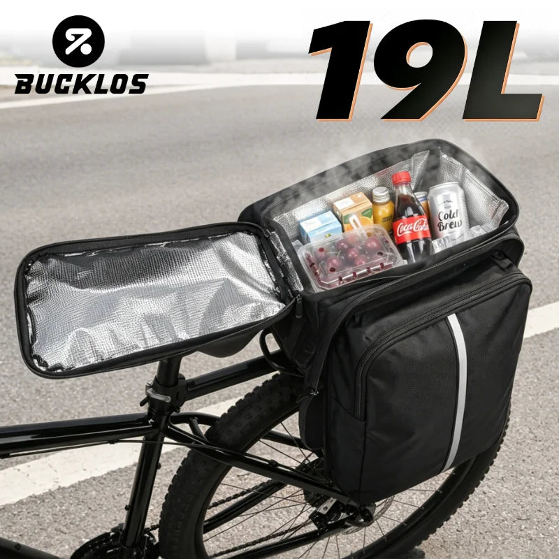 BUCKLOS 19L Bike Rear Rack Trunk Bag – MTB Pannier Travel