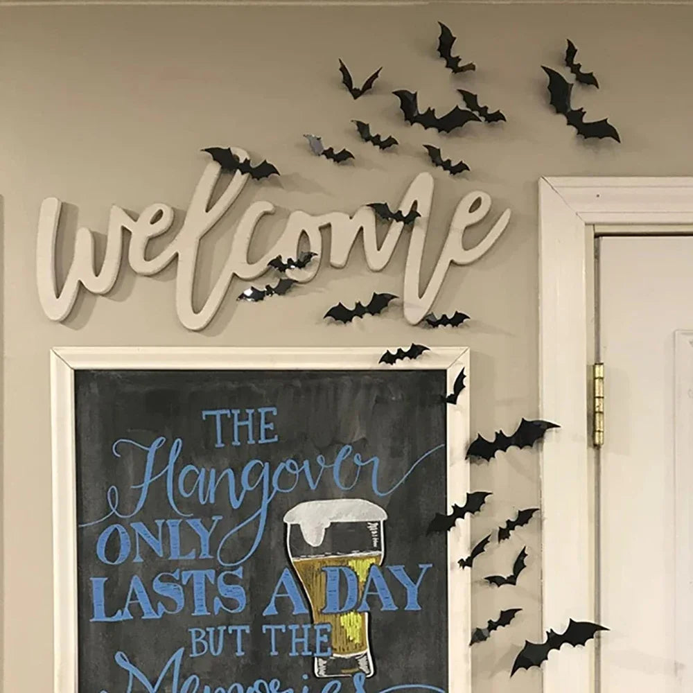 3D Halloween Bat Wall Stickers – Black PVC Bat Decorations Halloween Wall Stickers Nixie