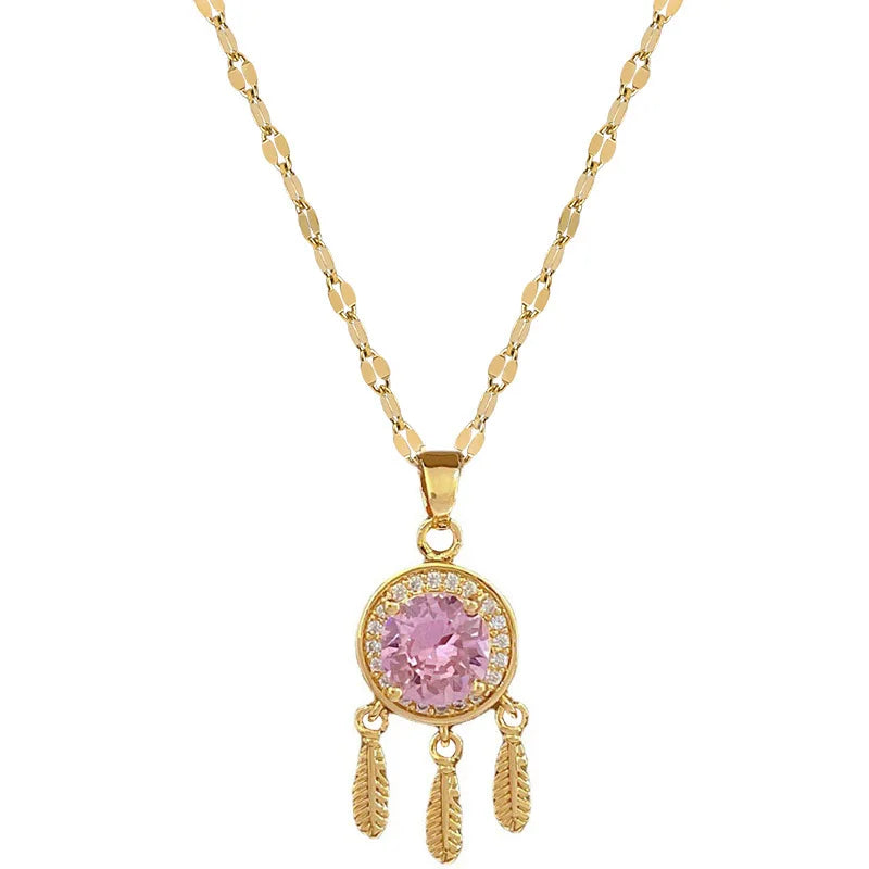 Feather Tassel Choker Necklace – Gold Stainless Steel | Nixie Pendant Choker Necklace Nixie
