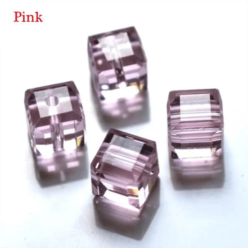 100PCS 4mm Cube Crystal Glass Spacer Beads for DIY Jewelry Crystal Spacer Beads Nixie