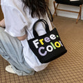 Korean Embroidered Canvas Crossbody Shoulder Bag | Nixie Canvas Crossbody Bag Nixie Black