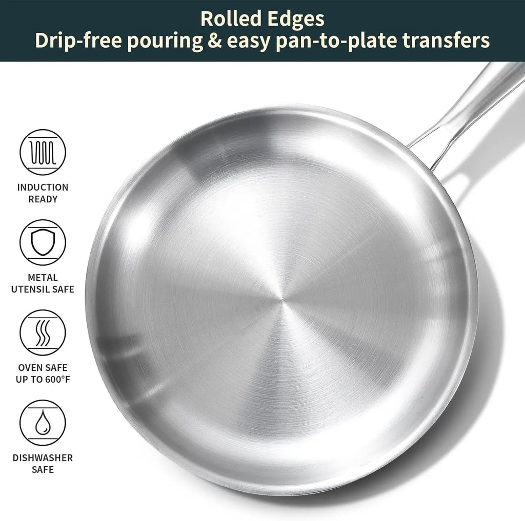 316 Stainless Steel Mini Fry Pan 16/18cm – Gas & Induction Stainless Steel Skillet Nixie