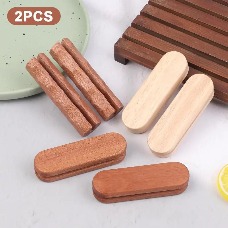 2Pcs Grilling Pan Sapele Wood Insulation Grip Anti-Scald Grilling Pan Set Nixie