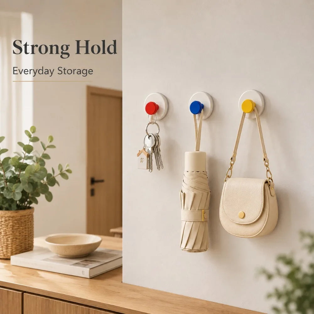 No-Drill Suction Cup Hooks | Colorful Wall Hangers 4-Pack
