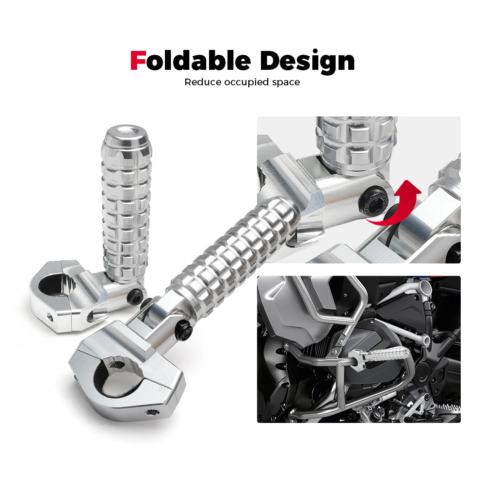 Universal Motorcycle Crashbar Footpegs 22-32mm CNC Aluminum Motorcycle Footpegs Nixie