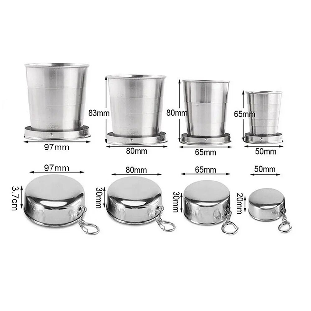 Collapsible Stainless Steel Travel Cup with Keychain & Lid Collapsible Travel Cup Nixie