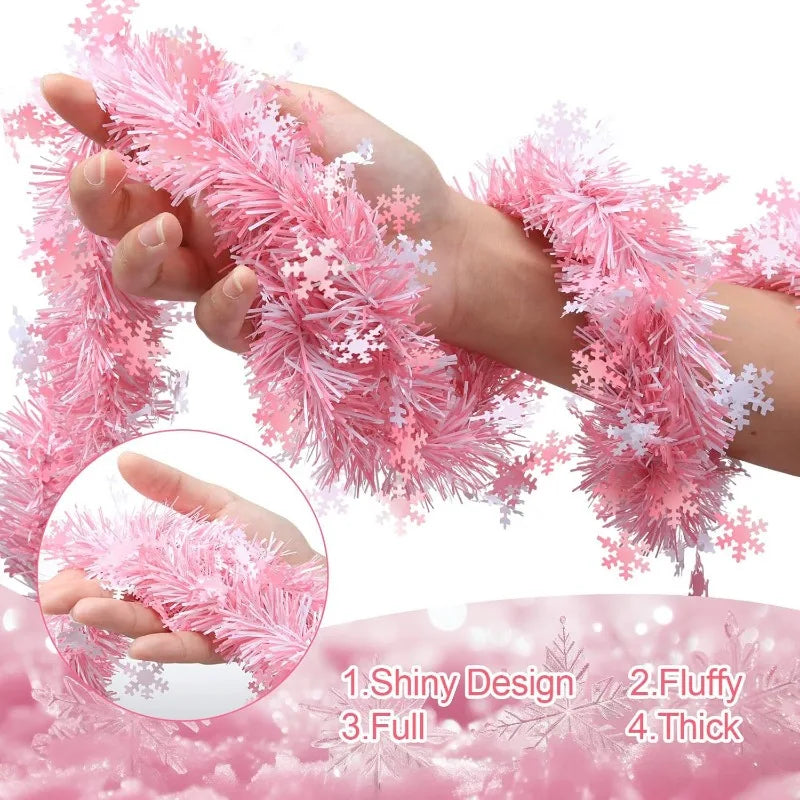 2M Christmas Snowflake Tinsel Garland – Metallic Xmas Decor Christmas Tinsel Garland Nixie