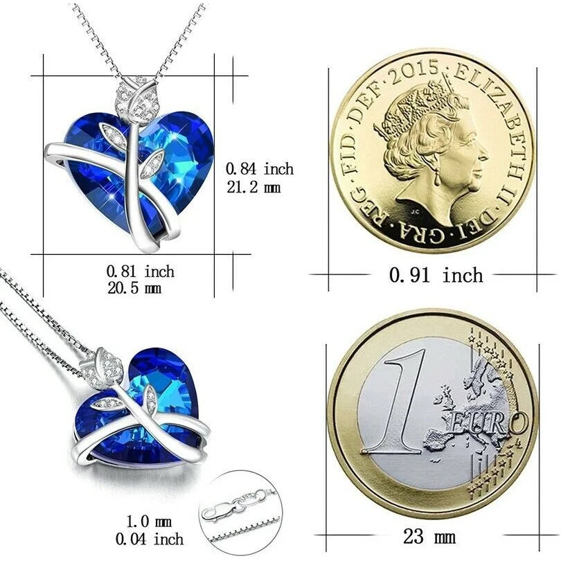 Silver Rose Flower Butterfly Pendant Necklace | Elegant Gift