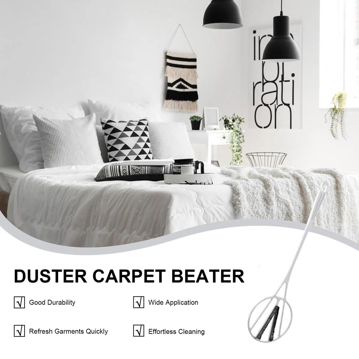 Manual Carpet & Rug Beater – Long Handle Dust Removal Tool