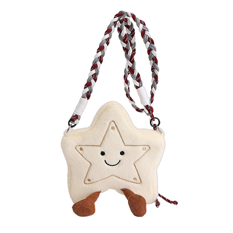Korean Style Cute Plush Star Fluffy Crossbody Shoulder Bag Plush Crossbody Bag Nixie