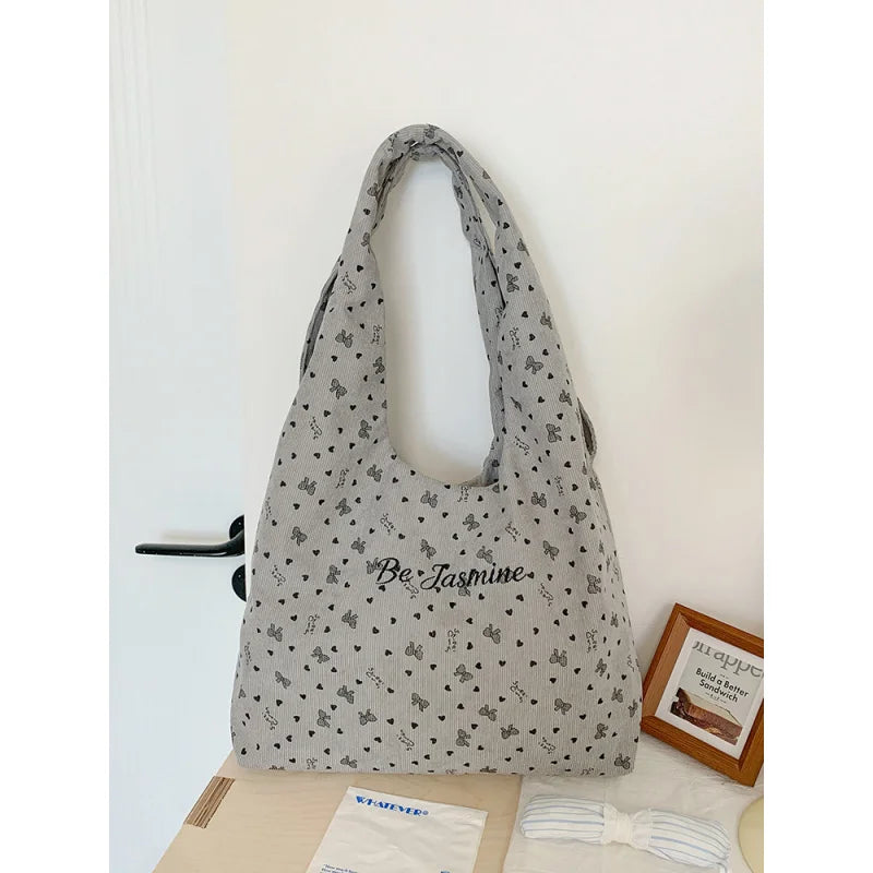 Korean Style Corduroy Tote Bag – Women's Casual Shoulder Bag Corduroy Tote Bag Nixie