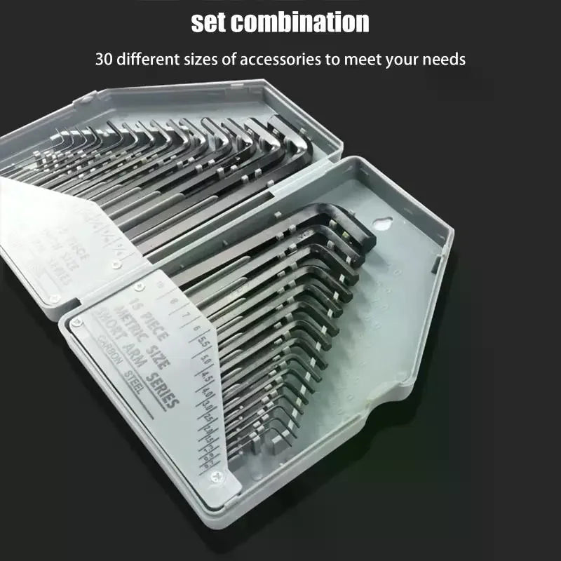 30-Pc S2 Steel Hex Key Allen Wrench Set – SAE & Metric Hex Key Wrench Set Nixie