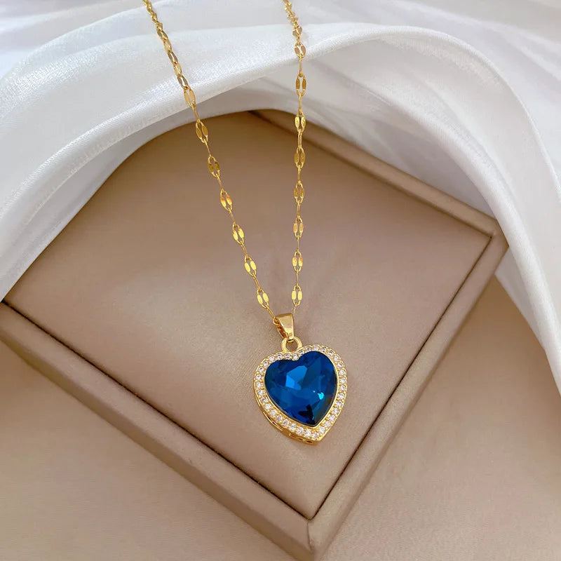 Heart Pendant Necklace Gold Stainless Steel Choker for Women Pendant Necklace Nixie