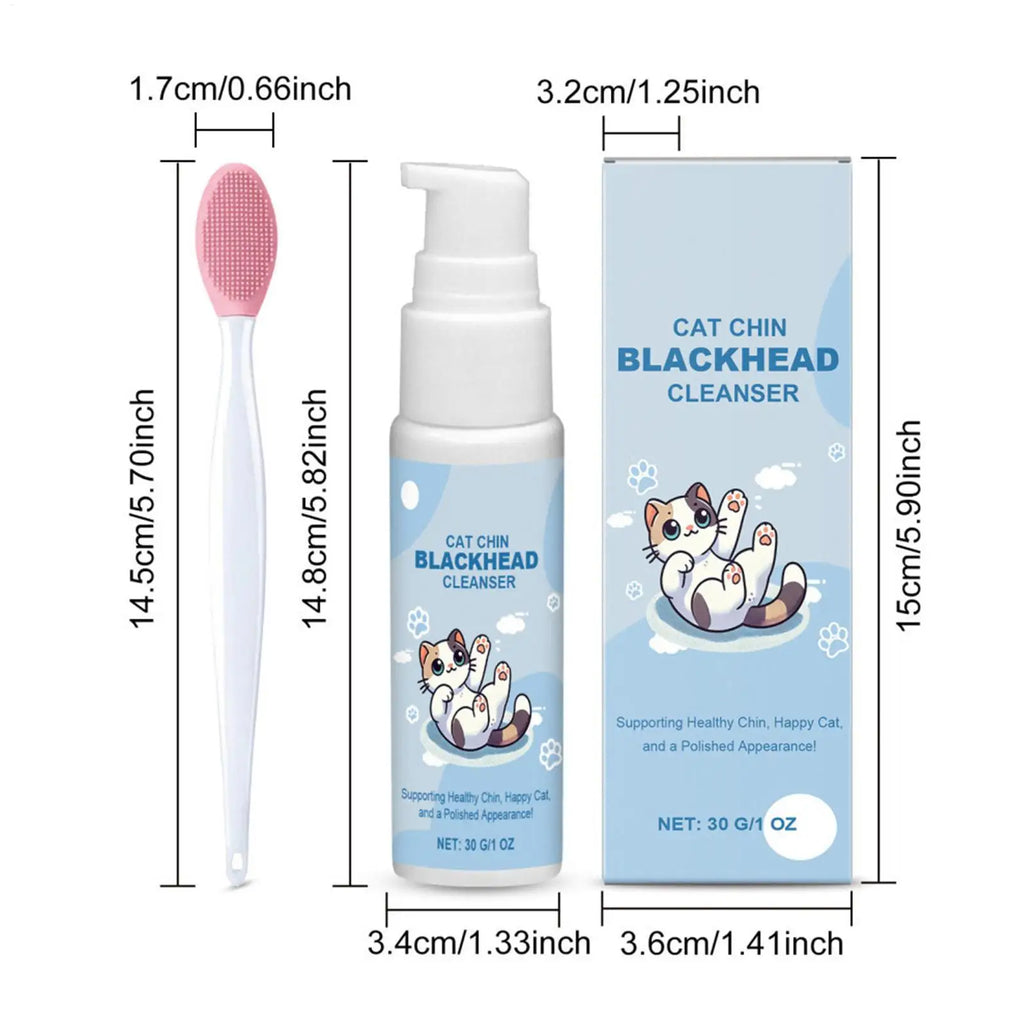 Cat Chin Cleaner 30g – Gentle Pet Chin Lotion & Brush Kit Pet Grooming Kit Nixie