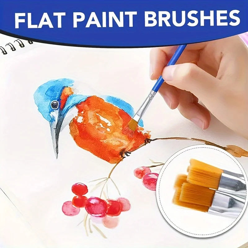 50Pcs Paint Brush Set – Nylon Hair, Oil Acrylic Watercolor Paint Brush Set Nixie