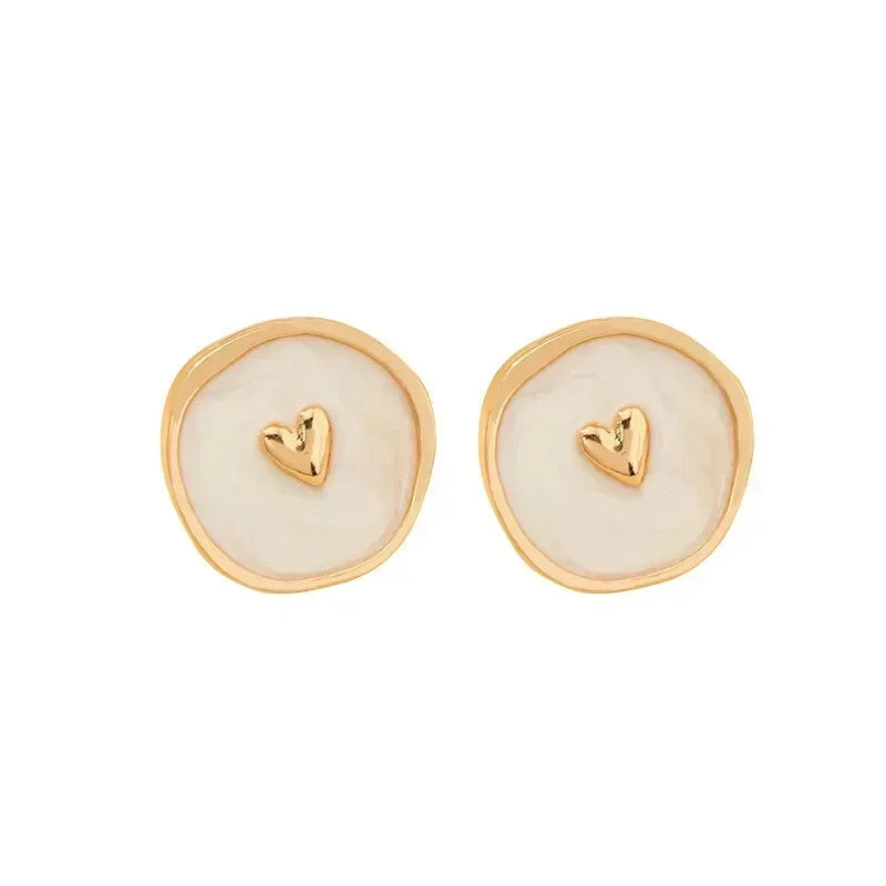Beige Heart Drop Earrings – Zinc Alloy Crystal Fashion Jewelry Drop Earrings Nixie